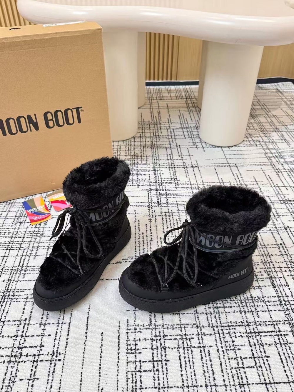 Moon Boot Black Faux-Fur Insulated Winter Boots